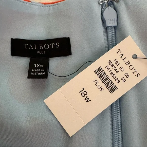 Talbots Puff Sleeve Poplin Dress Floral Print Size 18W NWT - Picture 12 of 13